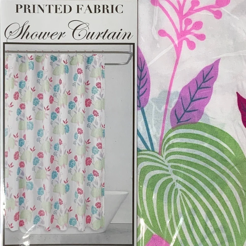Shower Curtain Fabric Colorful Modern Farmhouse Floral Pink Blue Green 70 X 72